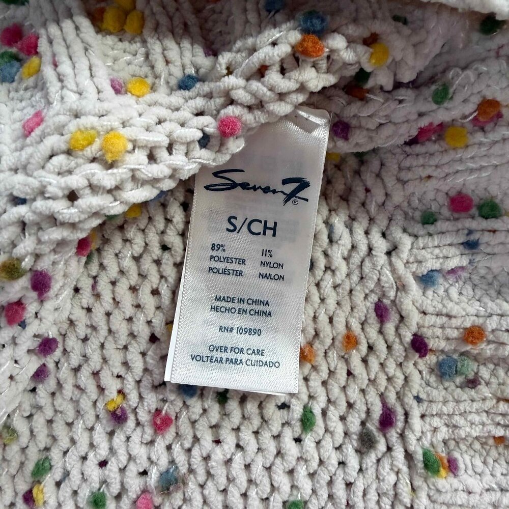 Seven7 Confetti Pom Pom Crew Neck Sz SMALL - Picture 4 of 7